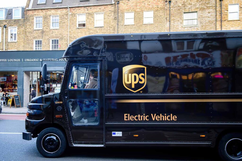 A UPS Delivery Van On The Street